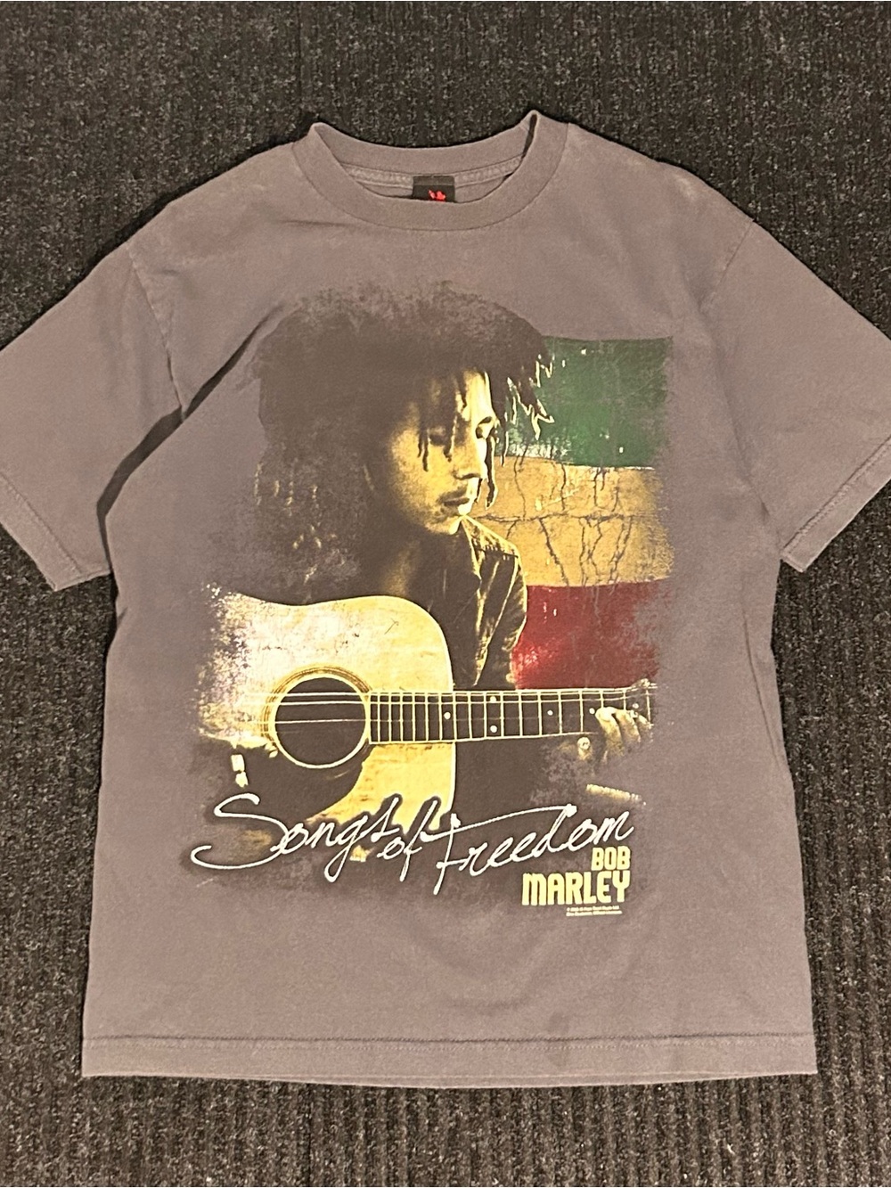 Bob Marley 'Songs of Freedom' Graphic Tee - Gray with Rasta Accent